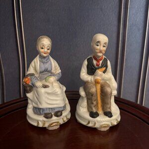 Vintage 1970s HOMCO Bisque Porcelain Figurine – Elderly Couple Sitting